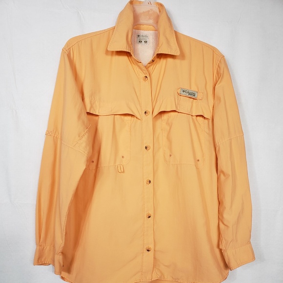 Columbia Tamiamill Peach PFG Button Up Size SP - Picture 1 of 8
